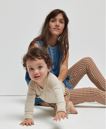Legging Enfant Vichy camel coton bio
