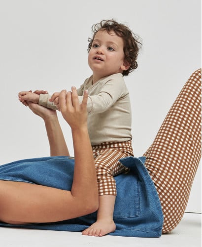 Leggings Kinder Kamel-Karomuster Bio-Baumwolle