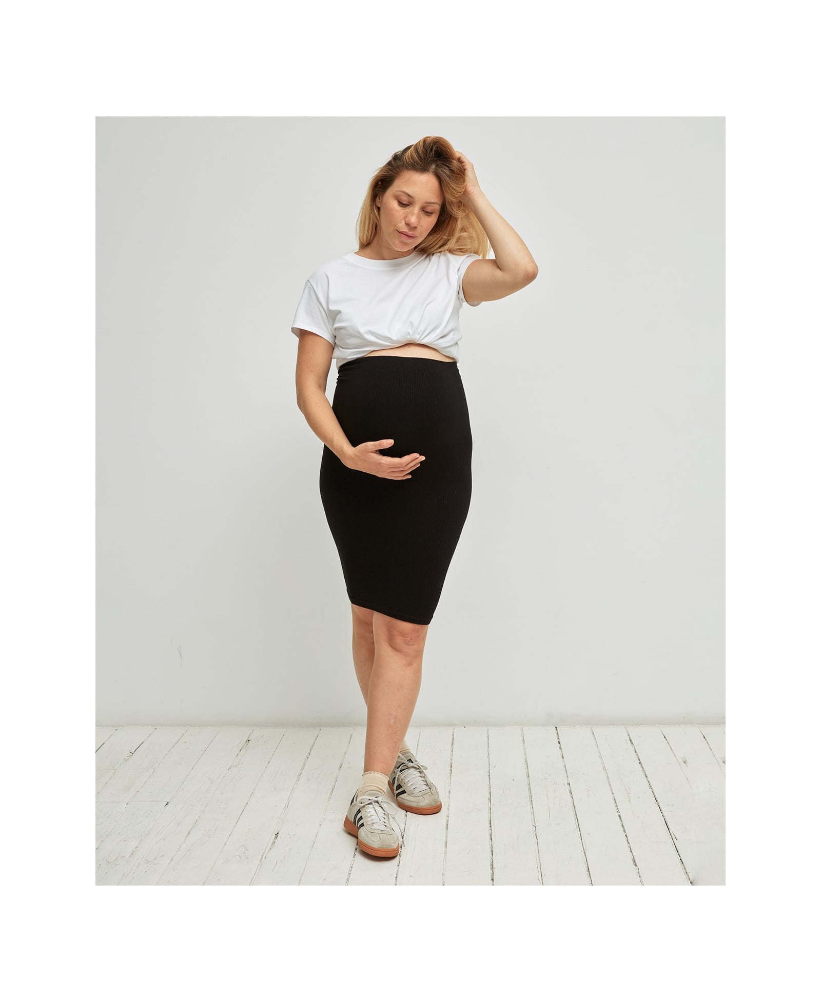 Jupe Courte En Jean De Grossesse Stéréo Maman Taille 46 - Avec Bandeau Haut Intégré