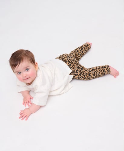 Legging Enfant Marguerites Coton Bio l Leggings Imprimés Enfants -  Léopard Camel 