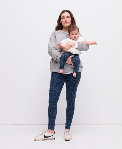 Mom/kids blue leopard leggings set