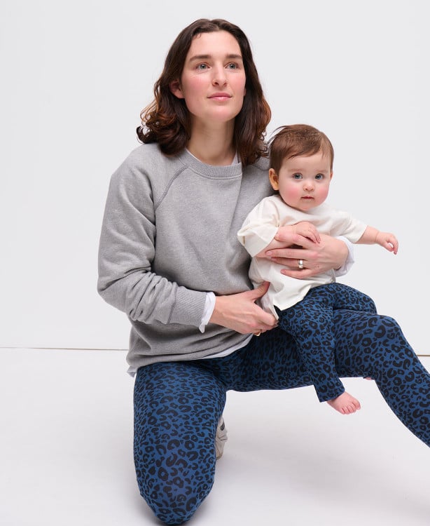 Duo leggings léopard bleu maman/enfant