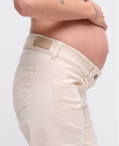Ecru Straight Pregnancy Jeans