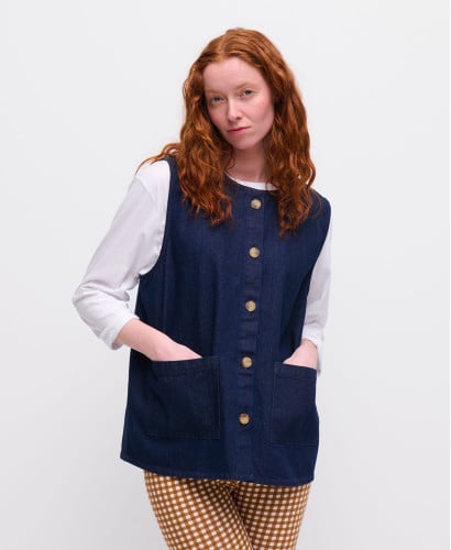 Veste Sans Manche Denim Bleu Brut Maya