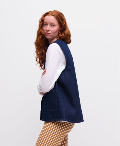 Denim Raw Blaue Maya ärmellose Jacke