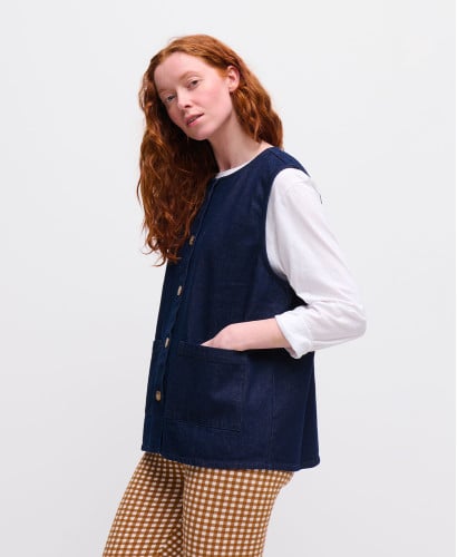 Veste Sans Manche Denim Bleu Brut Maya