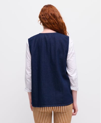 Veste Sans Manche Denim Bleu Brut Maya