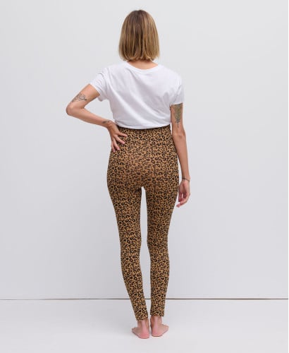 Umstandsleggings Leopardenmuster Kamel Bio-Baumwolle