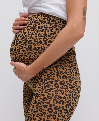 Legging Grossesse Marguerites l Leggings Evolutifs Maternité -  Léopard camel 