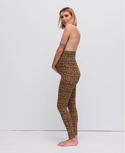 Camel Organic Cotton Leopard Pregnancy Leggings