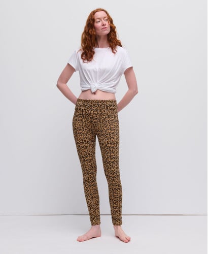 Umstandsleggings Leopardenmuster Kamel Bio-Baumwolle