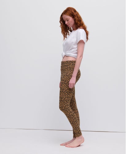 Legging grossesse léopard coton bio camel