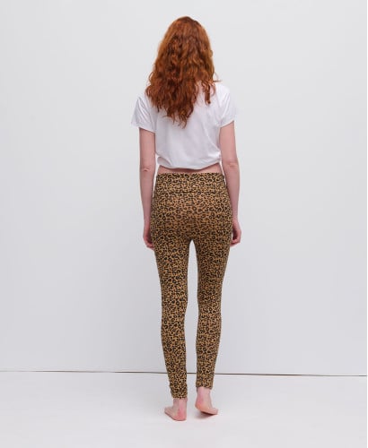 Umstandsleggings Leopardenmuster Kamel Bio-Baumwolle
