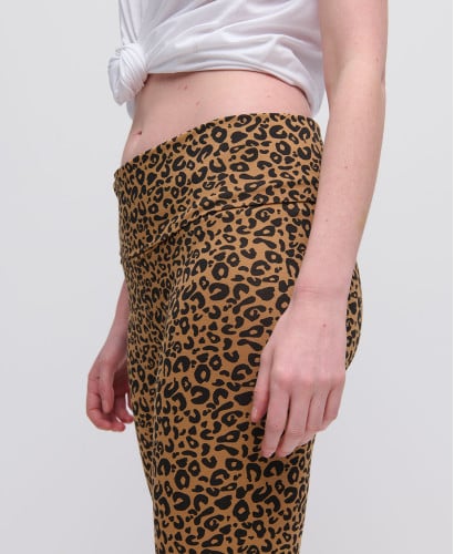 Umstandsleggings Leopardenmuster Kamel Bio-Baumwolle