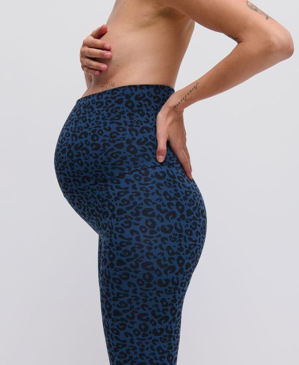 Umstandsleggings Leopard Bio-Baumwolle blau