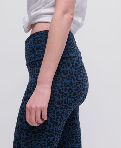 Umstandsleggings Leopard Bio-Baumwolle blau