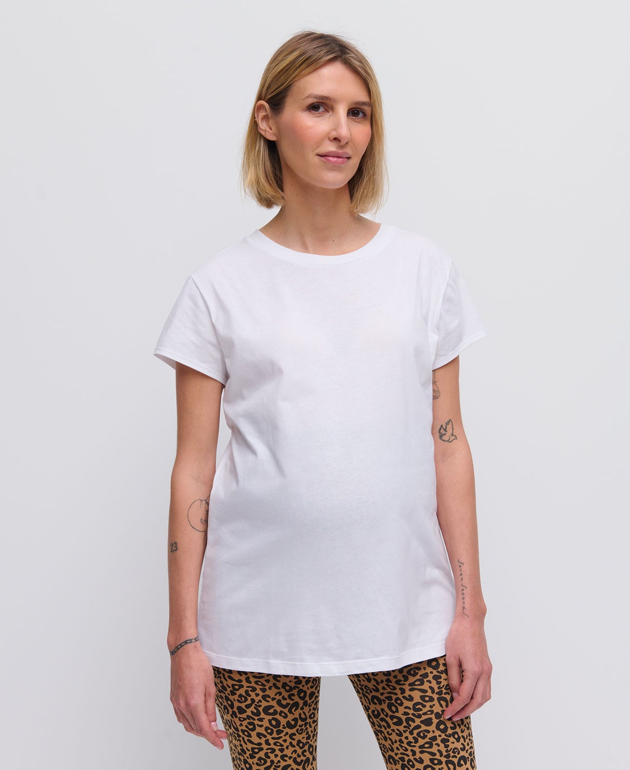 T-shirt Grossesse Manches Courtes Coton Bio Blanc