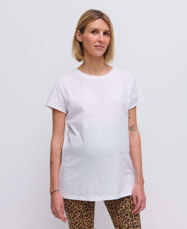 T-shirt Grossesse Manches Courtes Coton Bio Blanc