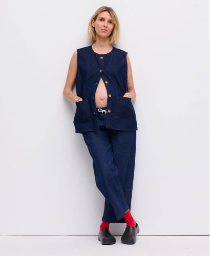 Veste Sans Manche Denim Bleu Brut Maya
