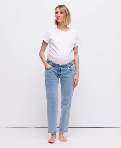 Jean Grossesse Droit Brut Sans Bandeau | Jeans Maternité Evolutifs -  Bleu Clair 