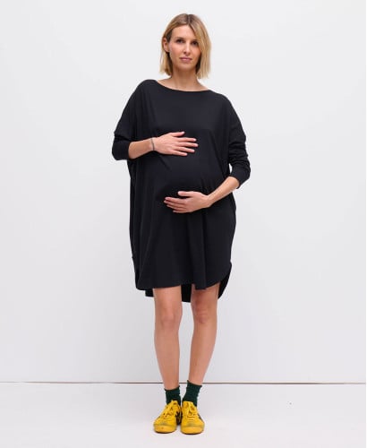 Schwangerschaftskleid Schwarz Tencel Jeanne