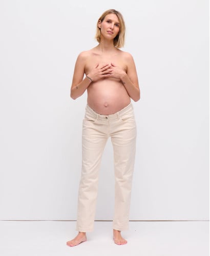 Jean Grossesse Droit Brut Sans Bandeau | Jeans Maternité Evolutifs -  Écru 