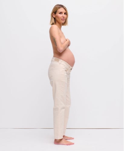 Ecru Straight Pregnancy Jeans