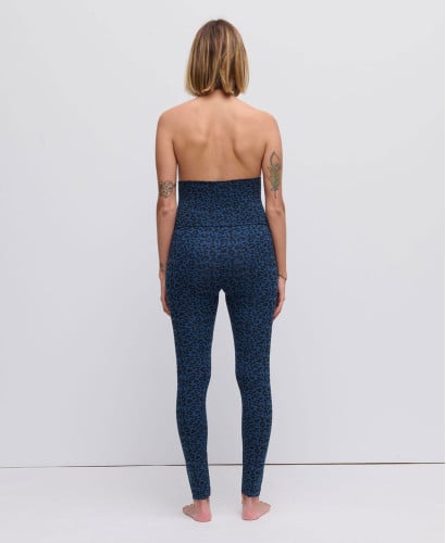Legging grossesse léopard coton bio bleu