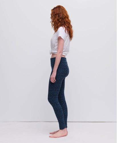 Legging grossesse léopard coton bio bleu
