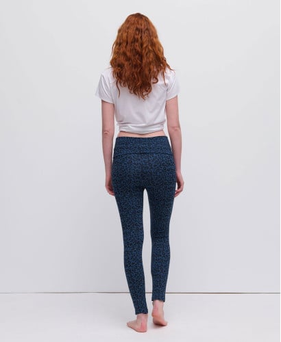 Legging grossesse léopard coton bio bleu
