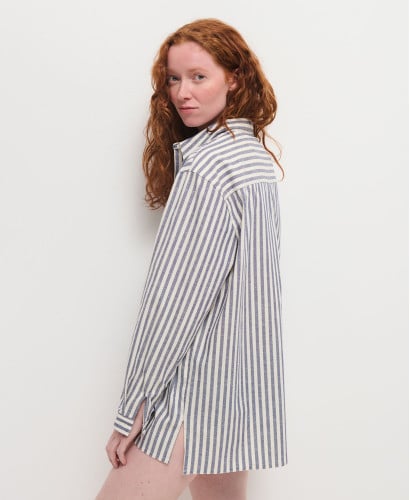 Chemise Grossesse Coton Rayures Bleues Juliette