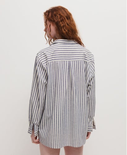 Chemise Grossesse Coton Rayures Bleues Juliette