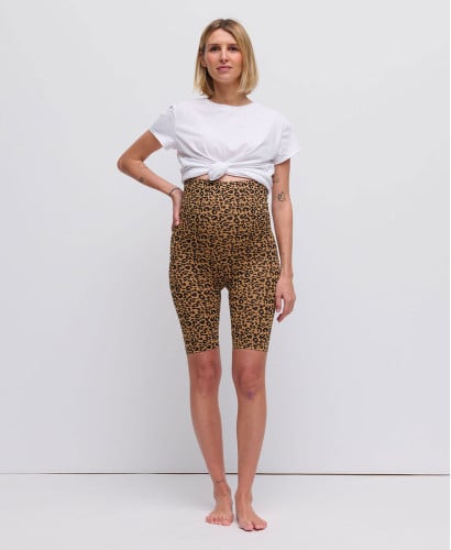 Biker Short Grossesse Léopard Camel Coton Bio