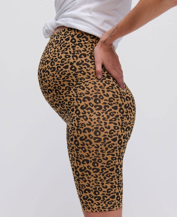 Organic Cotton Leopard Camel Pregnancy Biker Shorts