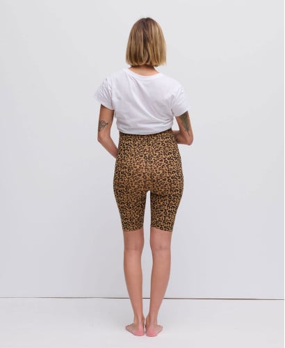 Biker Short Grossesse Léopard Camel Coton Bio