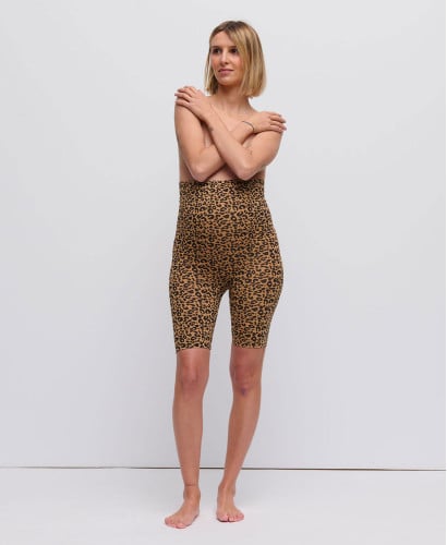 Biker Short Grossesse Léopard Camel Coton Bio