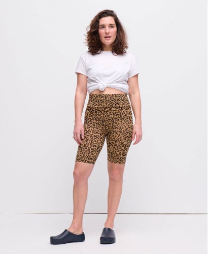 Organic Cotton Leopard Camel Pregnancy Biker Shorts
