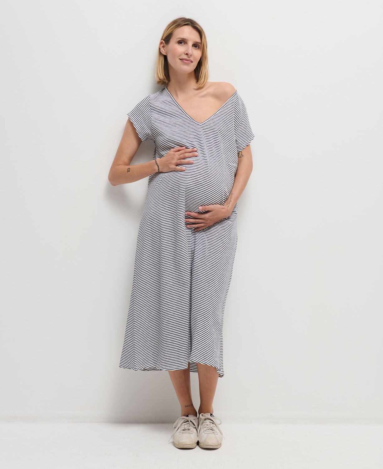 Michèle Cotton Striped Pregnancy Dress