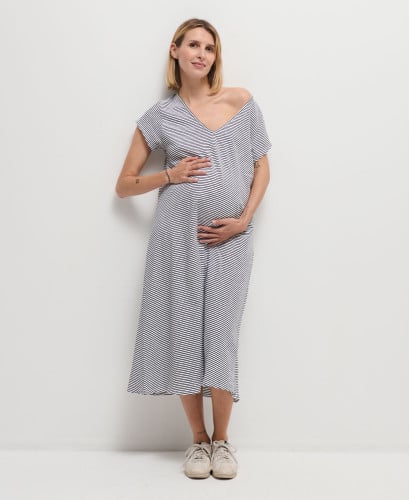 Michèle Cotton Striped Pregnancy Dress