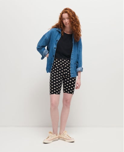 Biker Short Grossesse Noir Pois Coton Bio