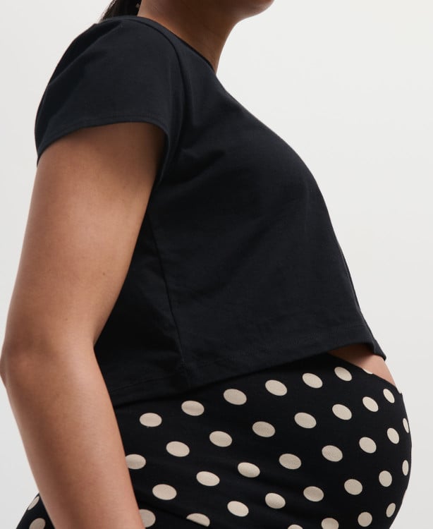 Black Organic Cotton Crop Pregnancy Top