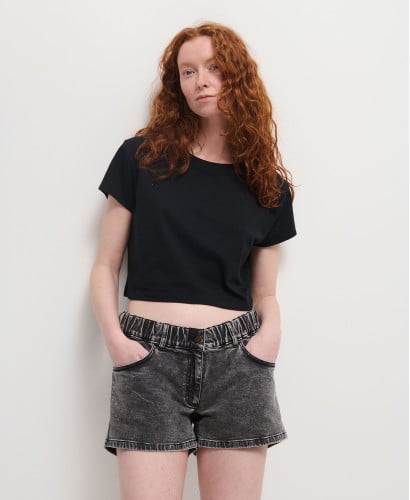 Crop Top Coton Bio Noir