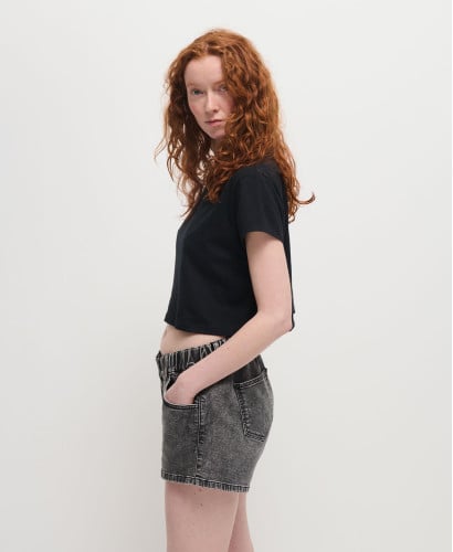 Crop Top Coton Bio Noir