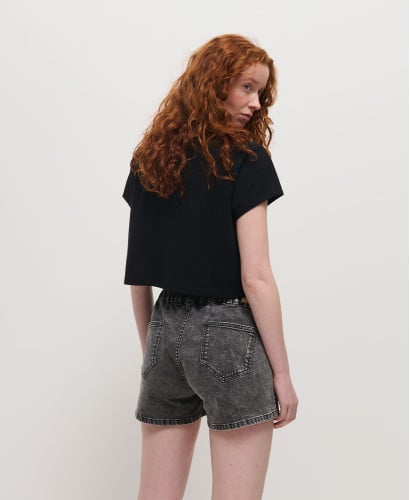 Black Organic Cotton Crop Pregnancy Top
