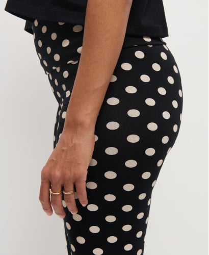 Organic Cotton Black & Ecru Polka Dots Pregnancy Leggings