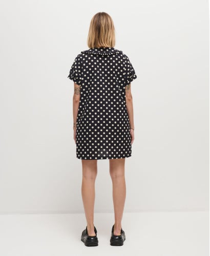 Diana Black and Ecru Polka Dots Cotton Dress