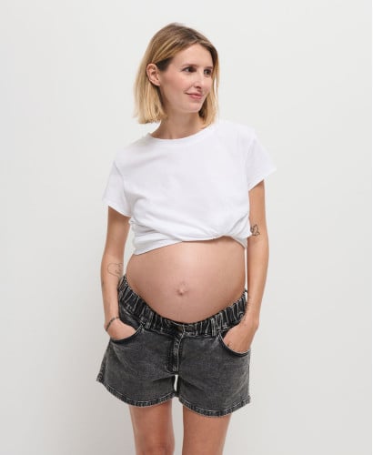 Short Grossesse Denim Gris