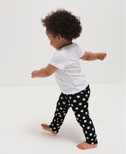 Legging Enfant Noir Pois Ecru Coton Bio