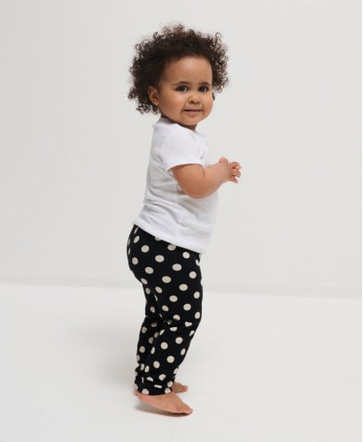 Legging Enfant Noir Pois Ecru Coton Bio