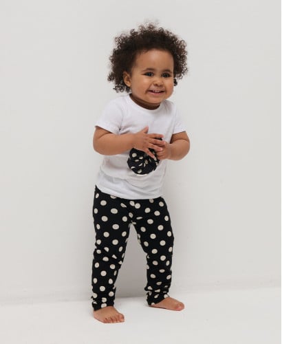 Organic Cotton Black Polka Dots Kids Leggings